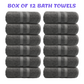 Wholesale Turkwell Bath Towels 100% Combed Cotton, 27x54 in, Gray, BOX of 12