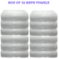 Wholesale Turkwell Bath Towels 100% Combed Cotton, 27x54 in, White, BOX of 12