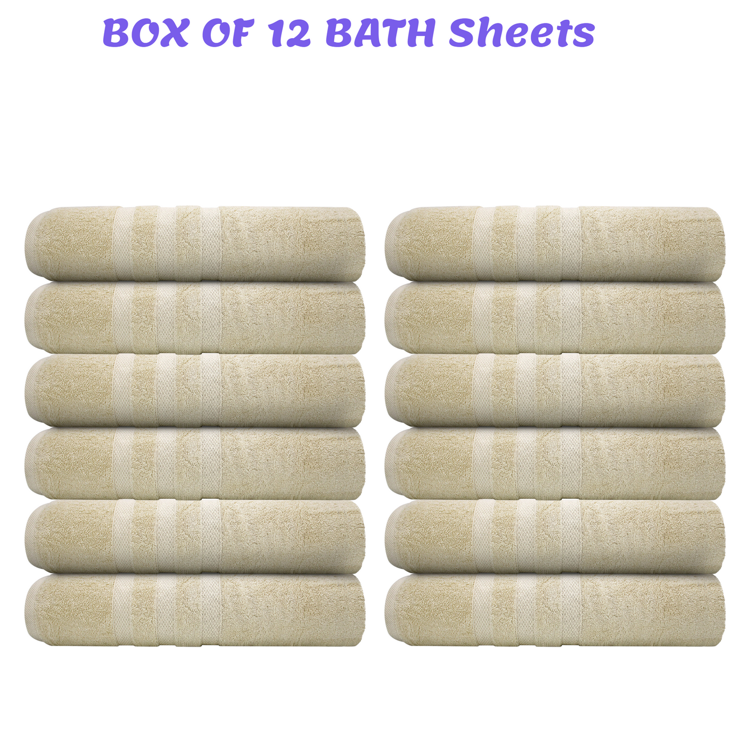 Wholesale Turkwell Bath Sheets Towels, 100% Combed Cotton, 35x70 in, Extra Large, Beige, BOX of 12