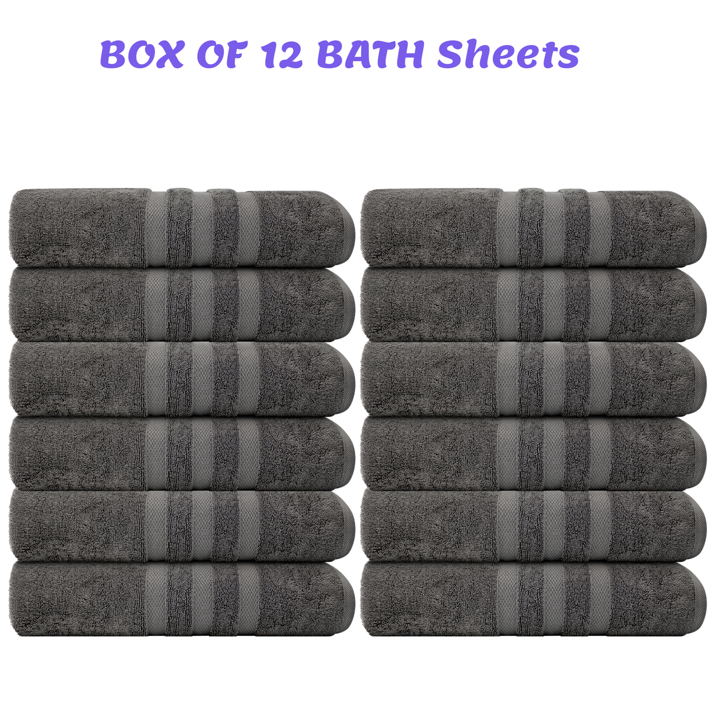 Wholesale Turkwell Bath Sheets Towels, 100% Combed Cotton, 35x70 in, Extra Large, Gray, BOX of 12