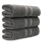 Turkwell Luxury Bath Towels Set, 100% Combed Cotton, 27x54 in, Gray Bath Towel Set of 3