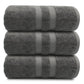 Turkwell Luxury Bath Towels Set, 100% Combed Cotton, 27x54 in, Gray Bath Towel Set of 3